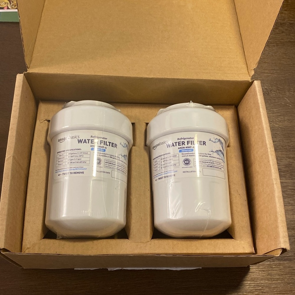 Open Box Amazon Basics 2 Replacement GE MWF Refrigerator Sealed Water Filters